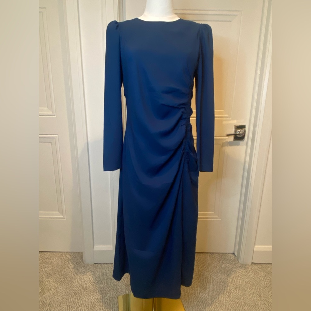 Ann Taylor Navy Blue Long Sleeve Midi Dress